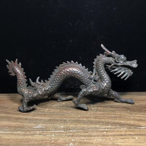 Chinese antique handmade exquisite rare pure copper zodiac dragon five-claw dragon statue ornaments