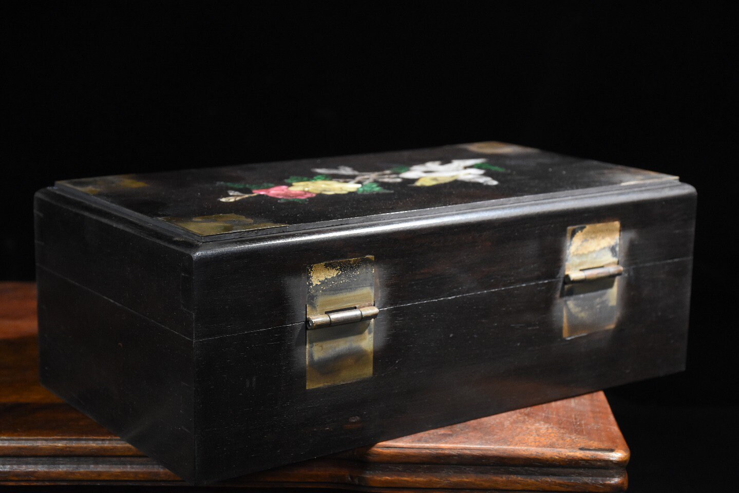 Chinese antique collection jewelry box handmade ebony carved Etsy