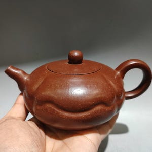 Chinese antique pure hand-painted clay exquisite rare flower eggplant teapot purple clay teapot tea set ornaments