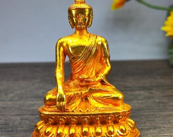 Exquisite and rare pure copper gilt Shakyamuni Buddha statue made by Chinese antiques