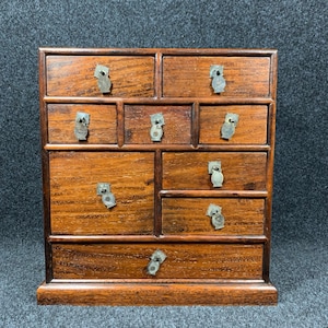 Chinese antique hand-carved exquisite rare rosewood nine-drawer jewelry cabinet ornaments