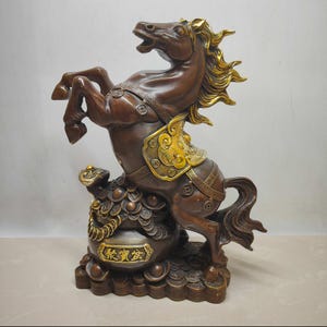 Ornamenti cinesi antichi, fatti a mano, squisiti e rari, cornucopia in rame puro, borsa porta soldi, statua di cavallo
