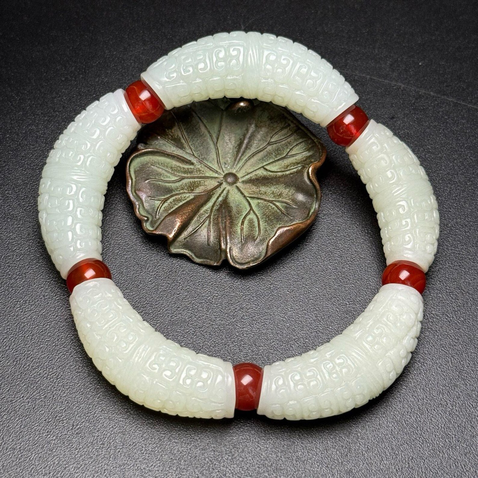 Exquisite and Rare Hand-carved Ruyi Pattern Bracelet Made of Chinese ...