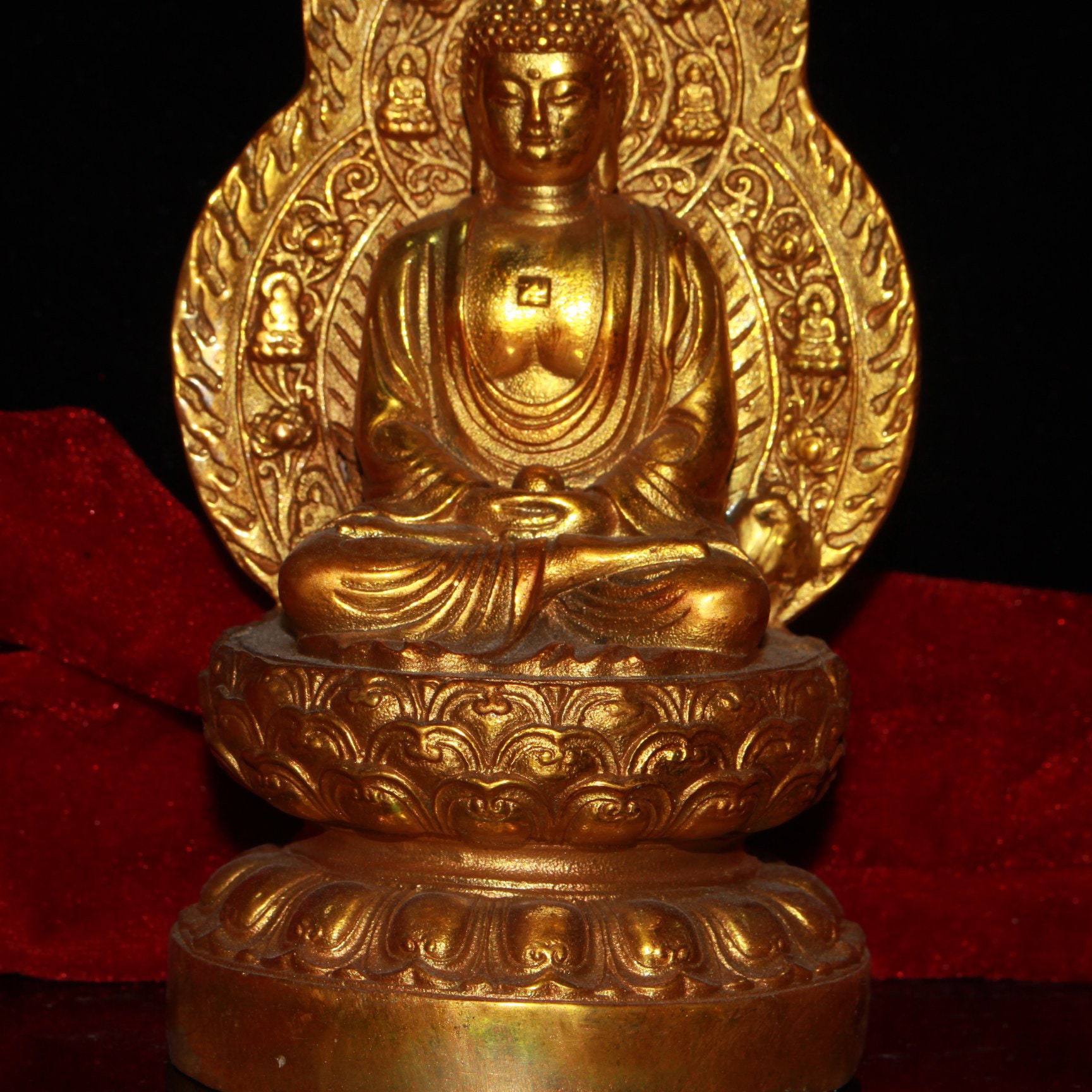 Antique Chinese Buddha Statue Pure Copper Handmade Sambo Etsy