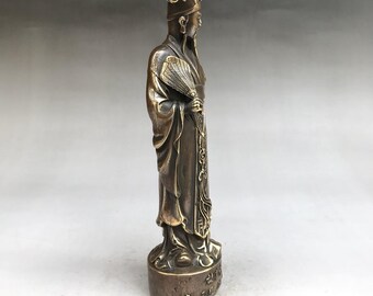 中国の骨董品で手作りされた諸葛亮の純銅像は形が絶妙で、収集 中国の骨董品で手作りされた諸葛亮の純銅像は形が絶妙で、収集