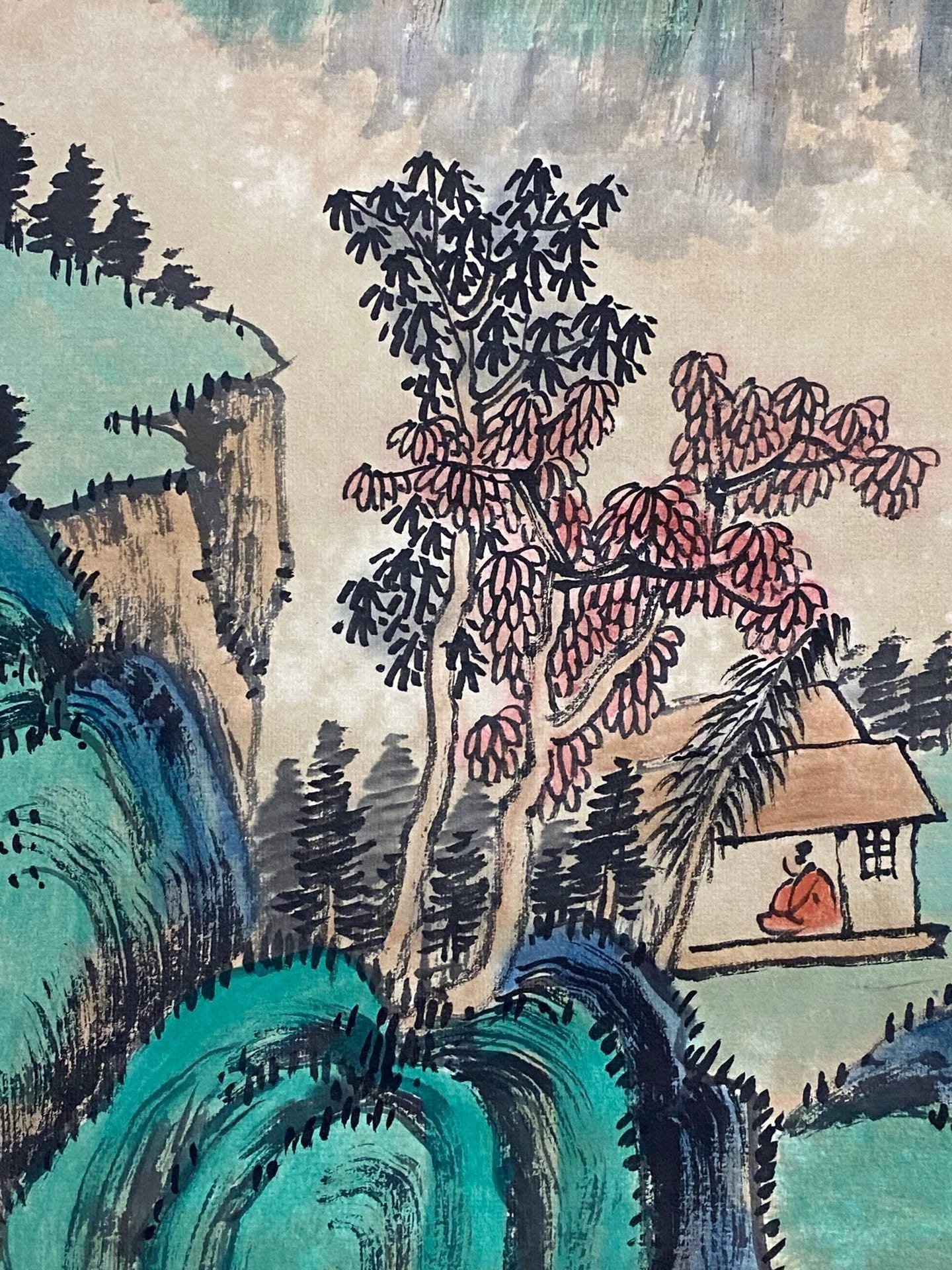 中国骨董コレクション No.S-327 精巧で希少な山水画と書道 - Etsy 日本