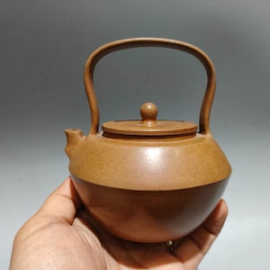 Chinese antique pure hand-painted clay exquisite rare handle teapot purple clay teapot tea set ornaments