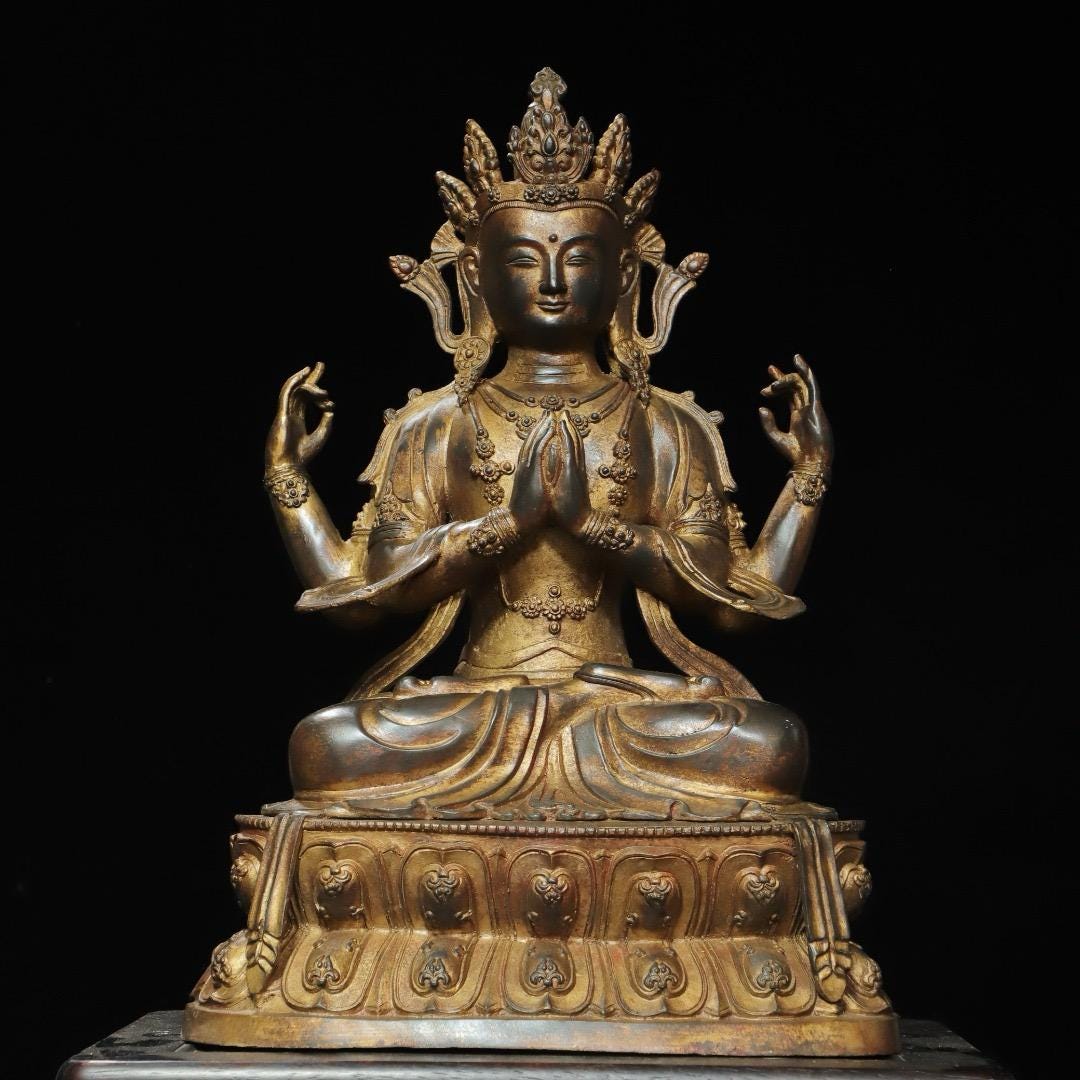 中国　青銅器　観音像　古銅器　高さ約31.5cm 送料込み251006 中国 青銅器 観音像 古銅器 高さ約31.5cm 送料込み251006 古銅 観音