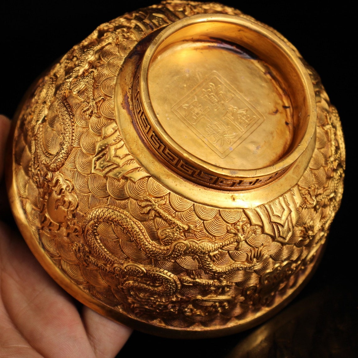 Antigua colección china del Palacio Imperial cuenco de oro Etsy