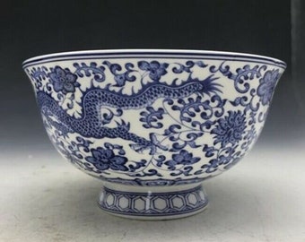 Chinese antique hand-made ceramic dragon bowl decorations, exquisite shape, worthy of collection