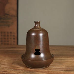 Chinese antique handmade exquisite rare pure copper bell-shaped incense burner ornaments