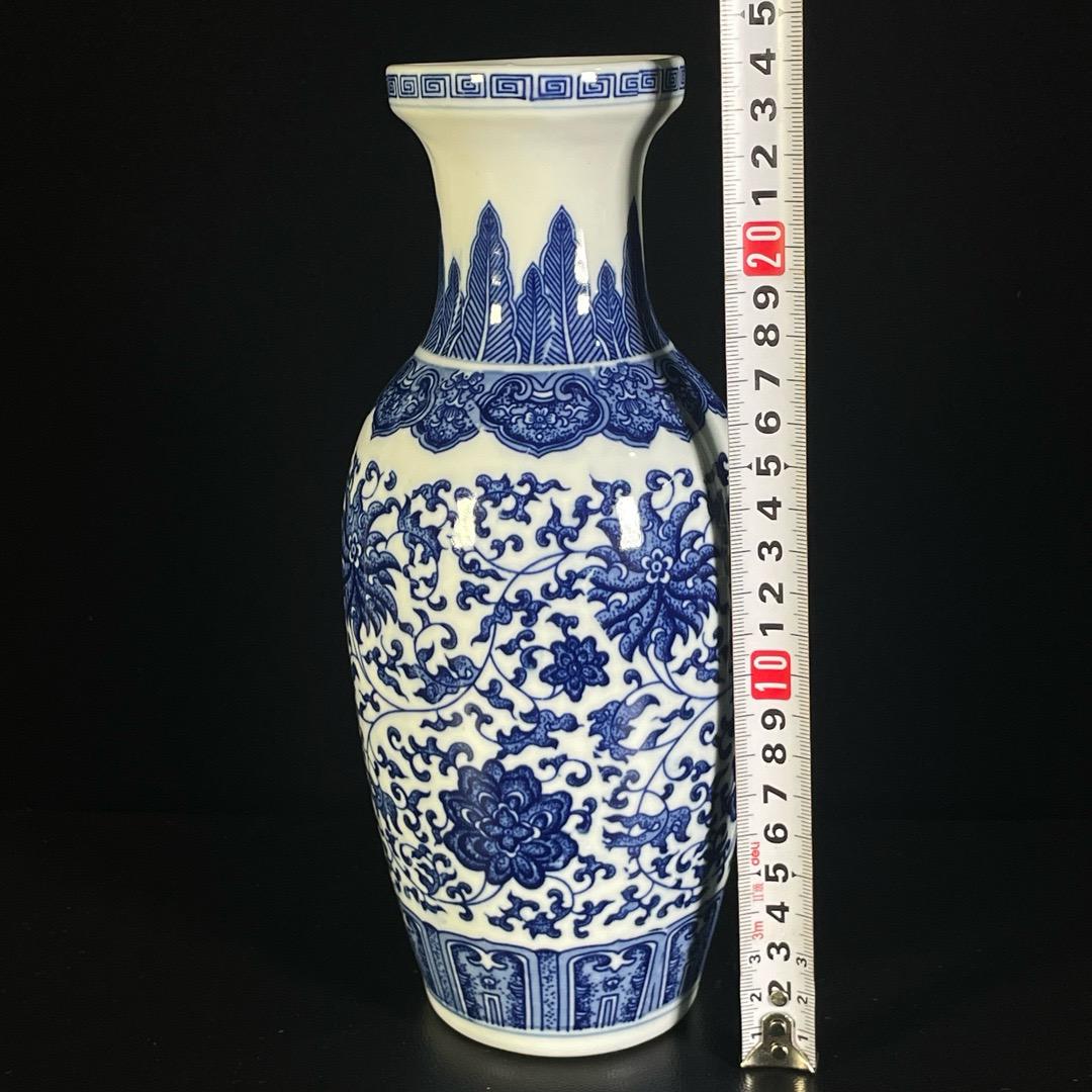 アンティーク中国製手描き精巧な希少な青白花柄花瓶装飾品 - Etsy 日本