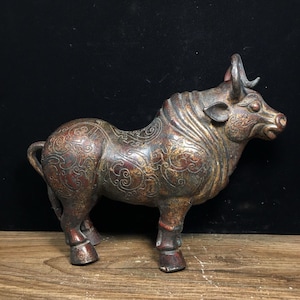 Chinese antique handmade exquisite rare pure copper animal statue ornaments