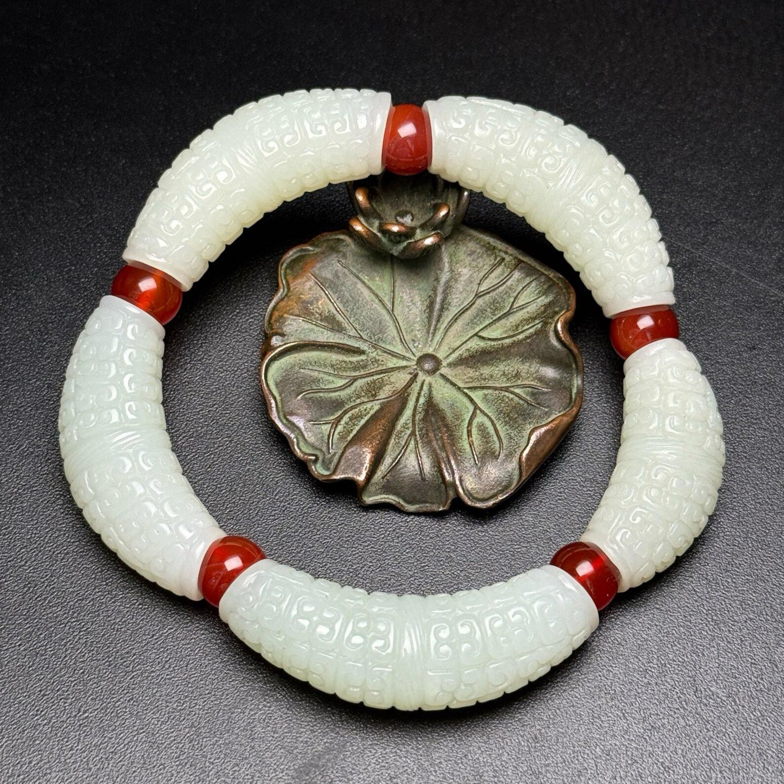 Exquisite and Rare Hand-carved Ruyi Pattern Bracelet Made of Chinese ...