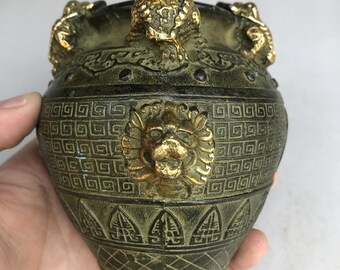 古代中国の青銅像から手彫りされた銭壺 - Etsy 日本