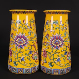 アンティーク中国製手描き精巧な希少な青白花柄花瓶装飾品 - Etsy 日本