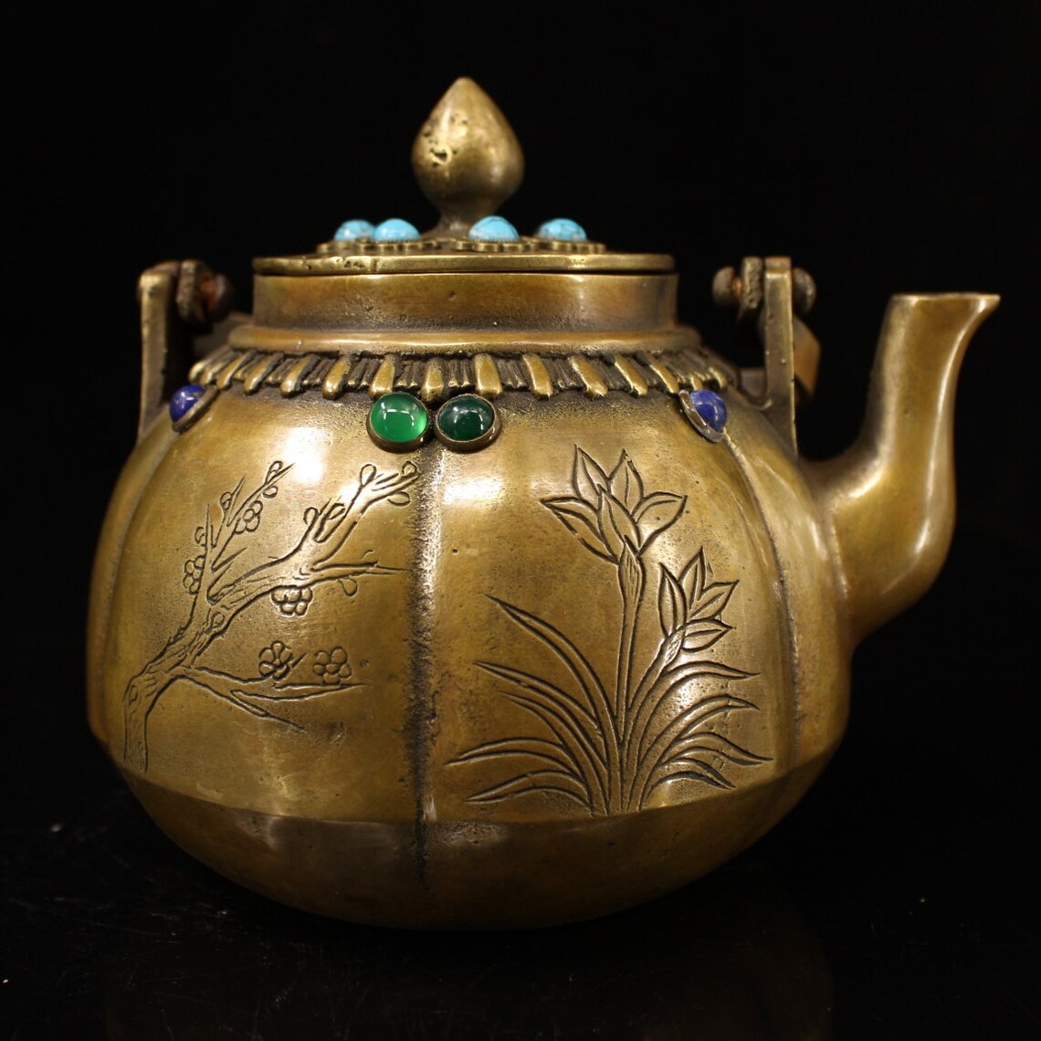 Ancient Chinese pure copper teapot made by hand and inlaid Etsy