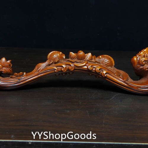 Exquisite Rare Fish Ruyi Ornament Made of Chinese Natural Boxwood Purely shops Hand-Carved