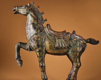 Chinese antique pure handmade exquisite rare bronze horse statue ornaments