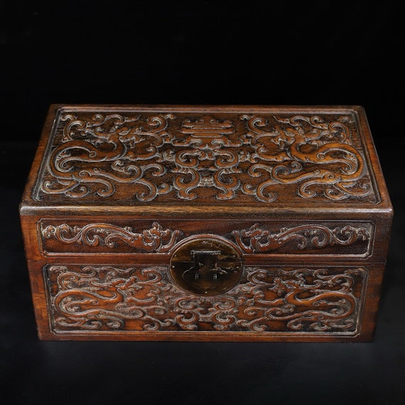 Chinese antique hand-carved rosewood auspicious dr