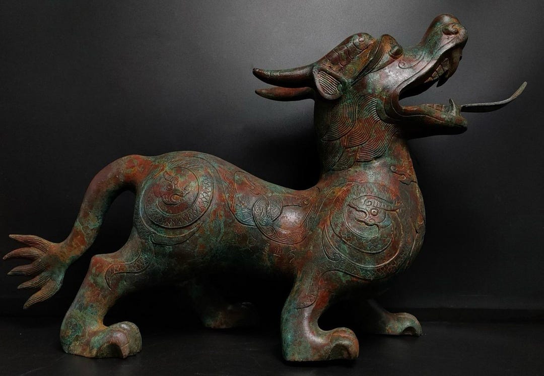 Exquisite Beast Large, Exquisite, and Rare Bronze Auspicious Beast Sculpture ...