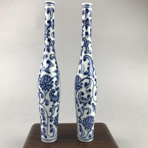 アンティーク中国製手描き精巧な希少な青白花柄花瓶装飾品 - Etsy 日本