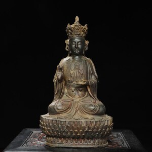 Chinese antique pure hand-made exquisite rare pure copper Guanyin Bodhisattva Buddha statue ornaments