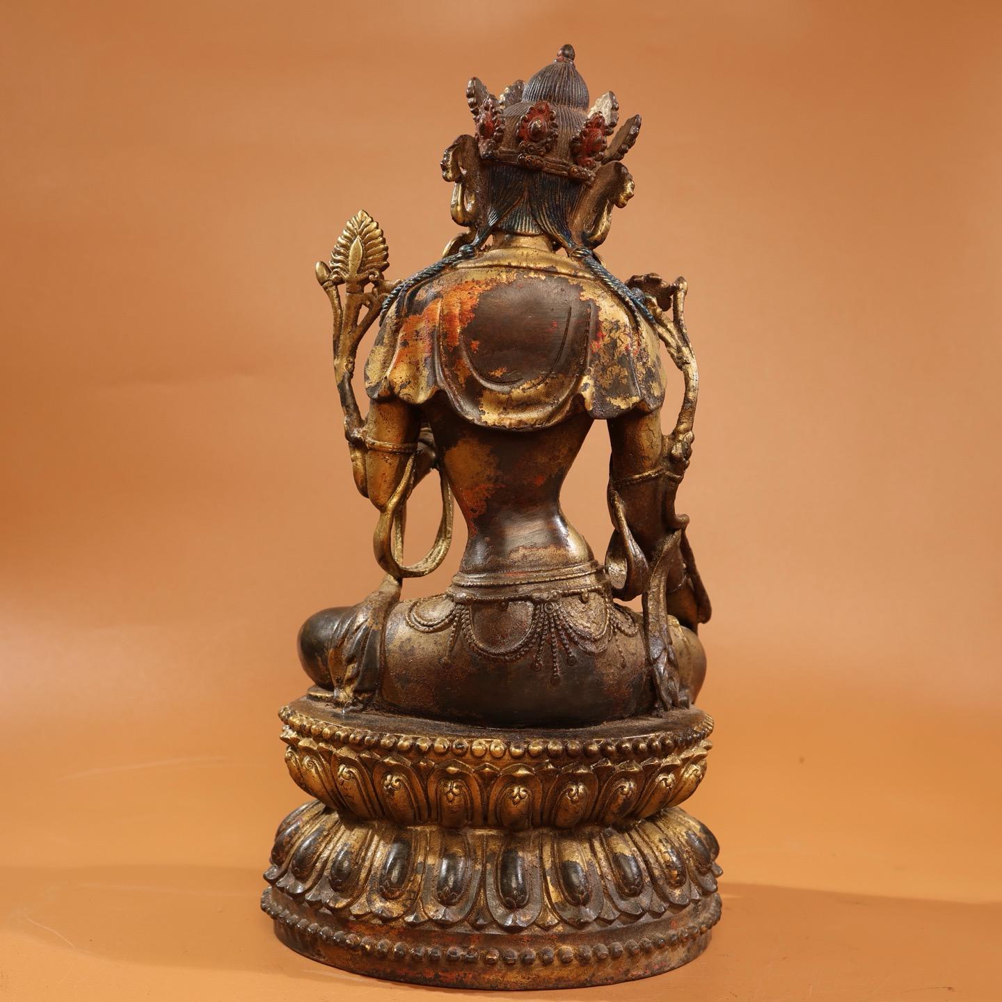 中国の骨董品から手作りされた精巧な純青銅の観音菩薩像。 - Etsy 日本
