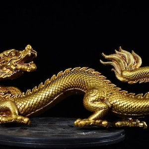 Chinese antique pure handmade exquisite pure copper zodiac dragon fortune dragon statue ornaments