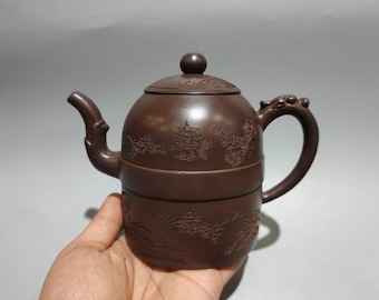 Exquisite Chinese antique handmade clay-painted belt teapot/teapot/purple clay teapot ornament