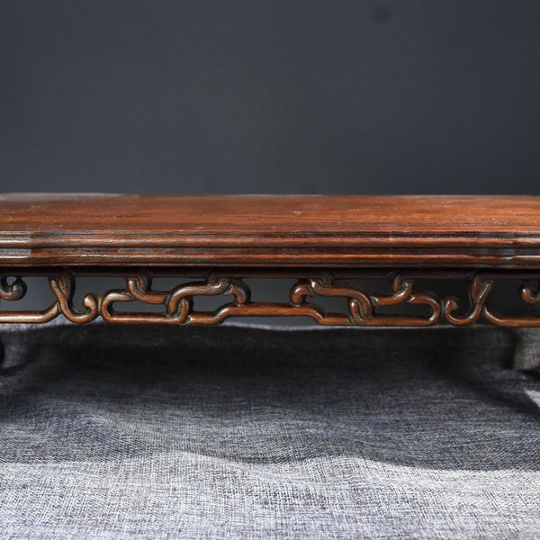 Chinese antique natural rosewood tea table statue is ancient and exquisite, pure hand carving is rare and precious