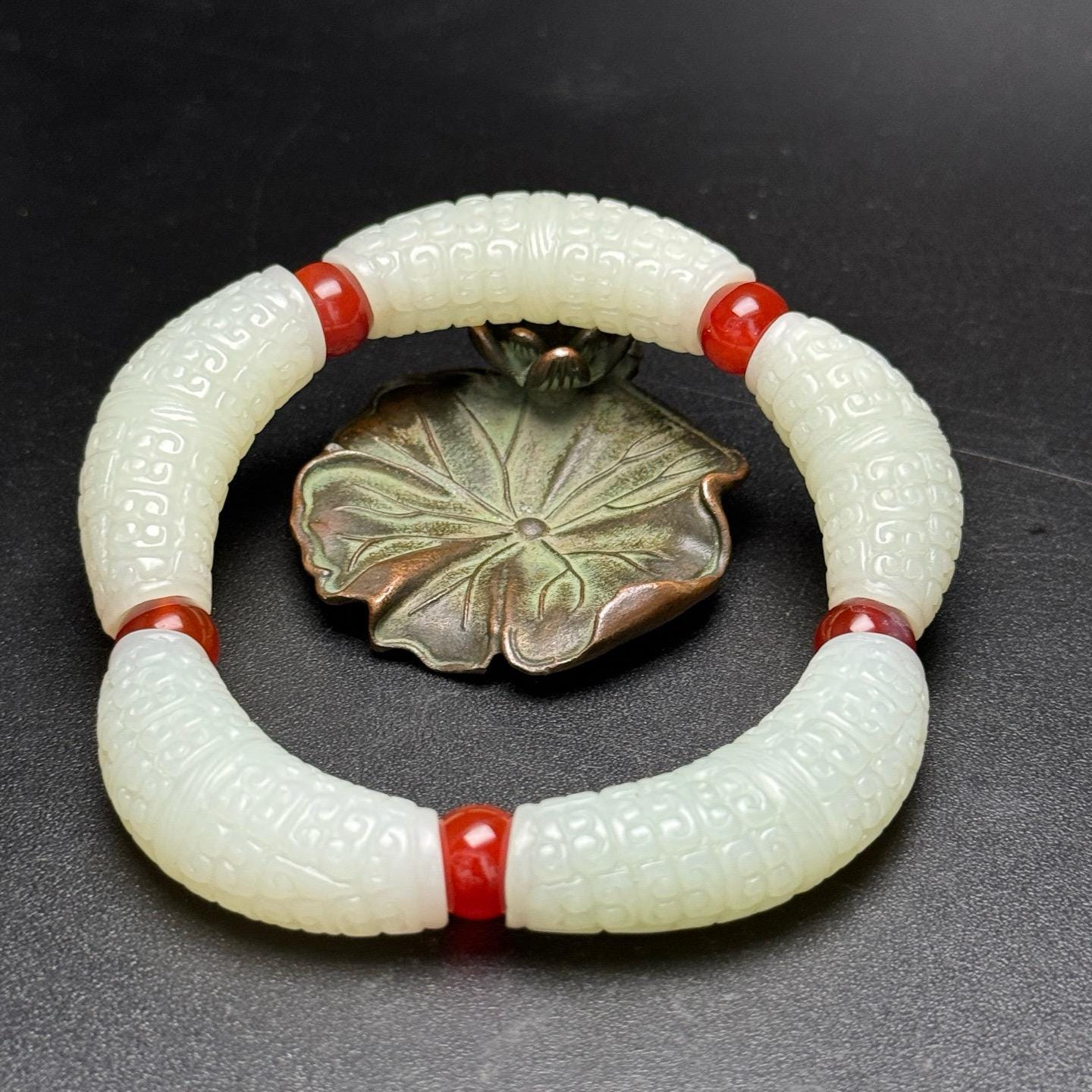 Exquisite and Rare Hand-carved Ruyi Pattern Bracelet Made of Chinese ...