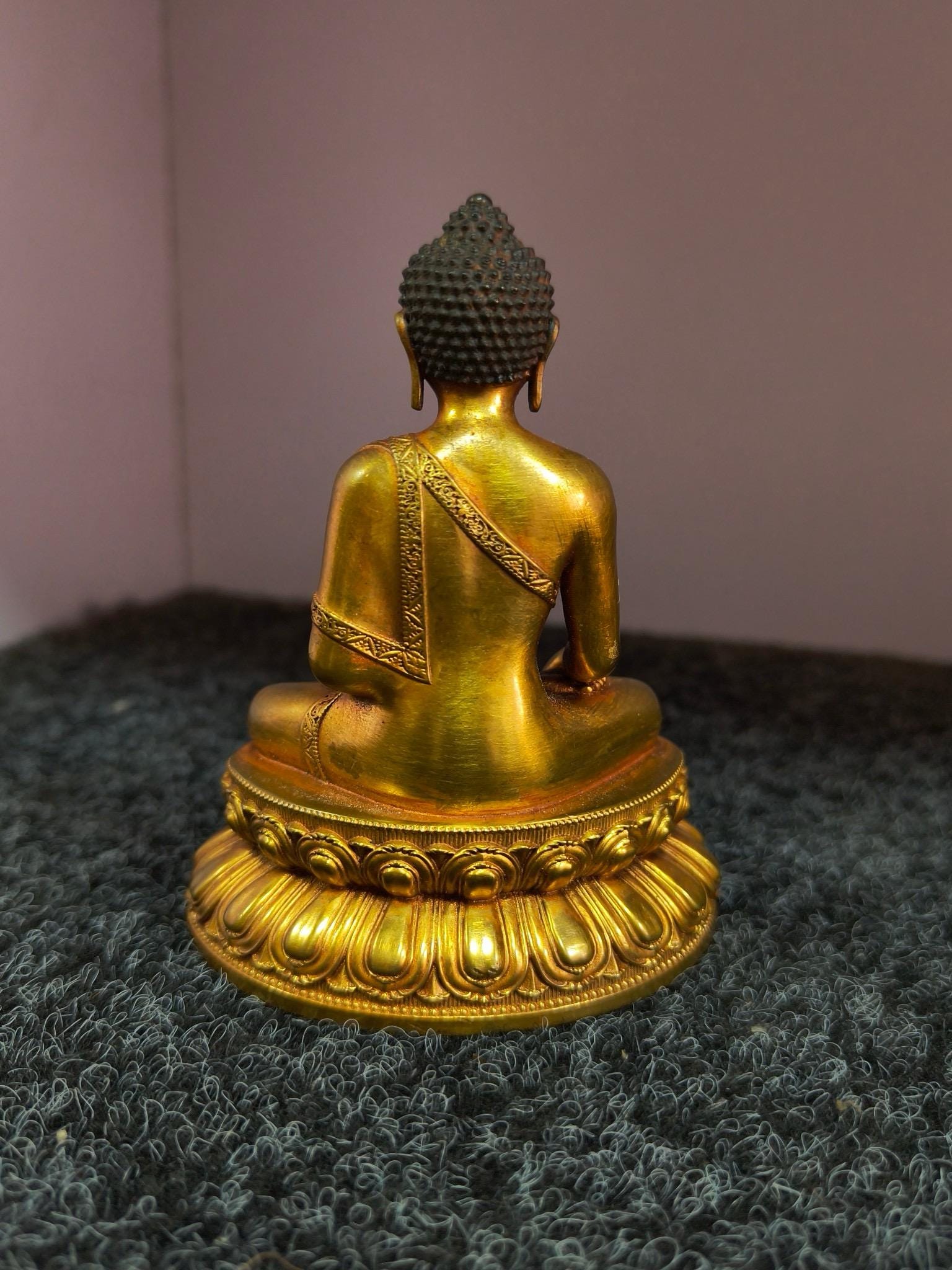 中国のアンティーク手作りの精巧な純銅製阿弥陀仏像の装飾品 - Etsy 日本