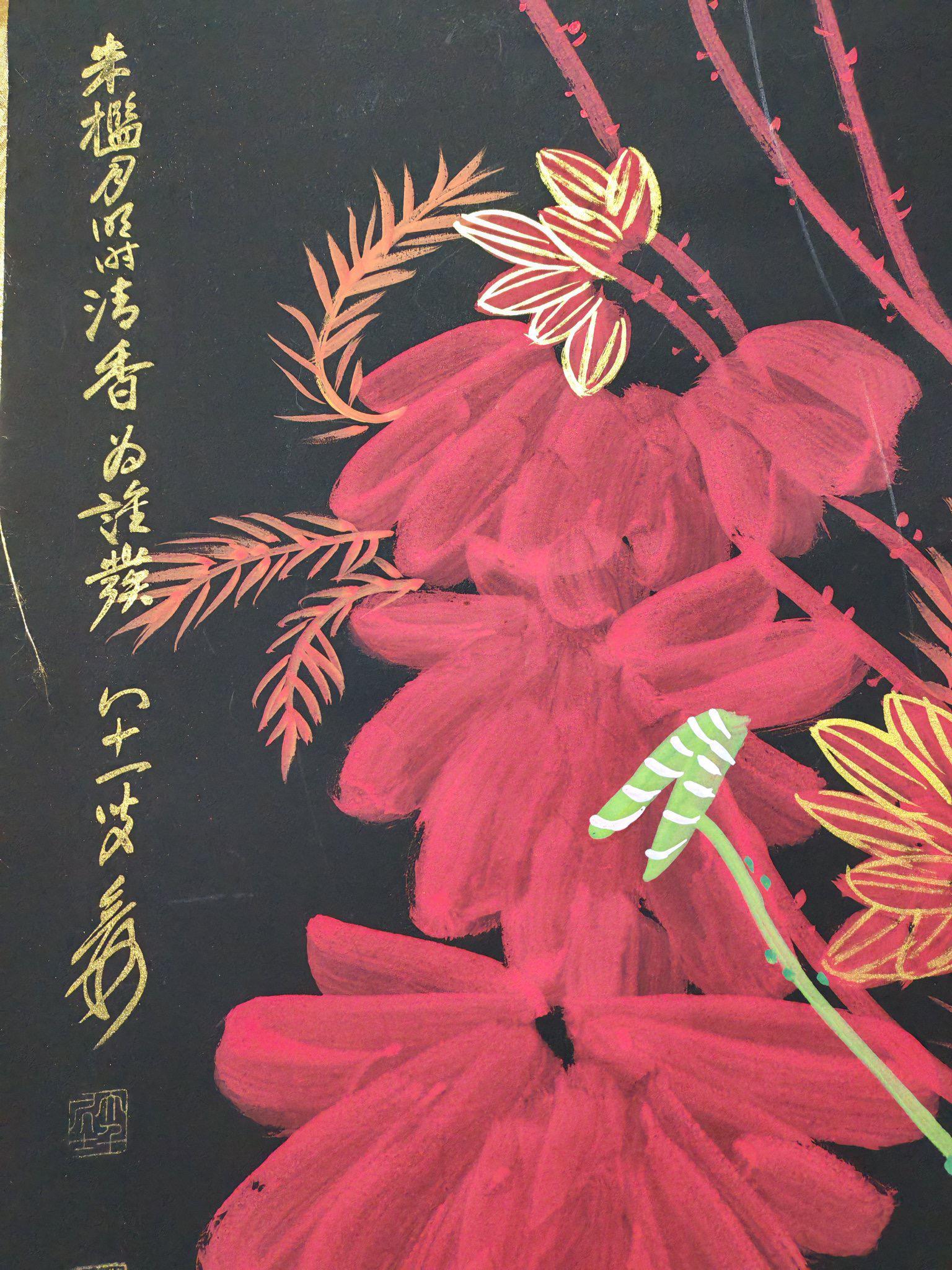 中国骨董品コレクション第SH258号：精緻な蓮と鷺の絵画と書道 - Etsy 日本