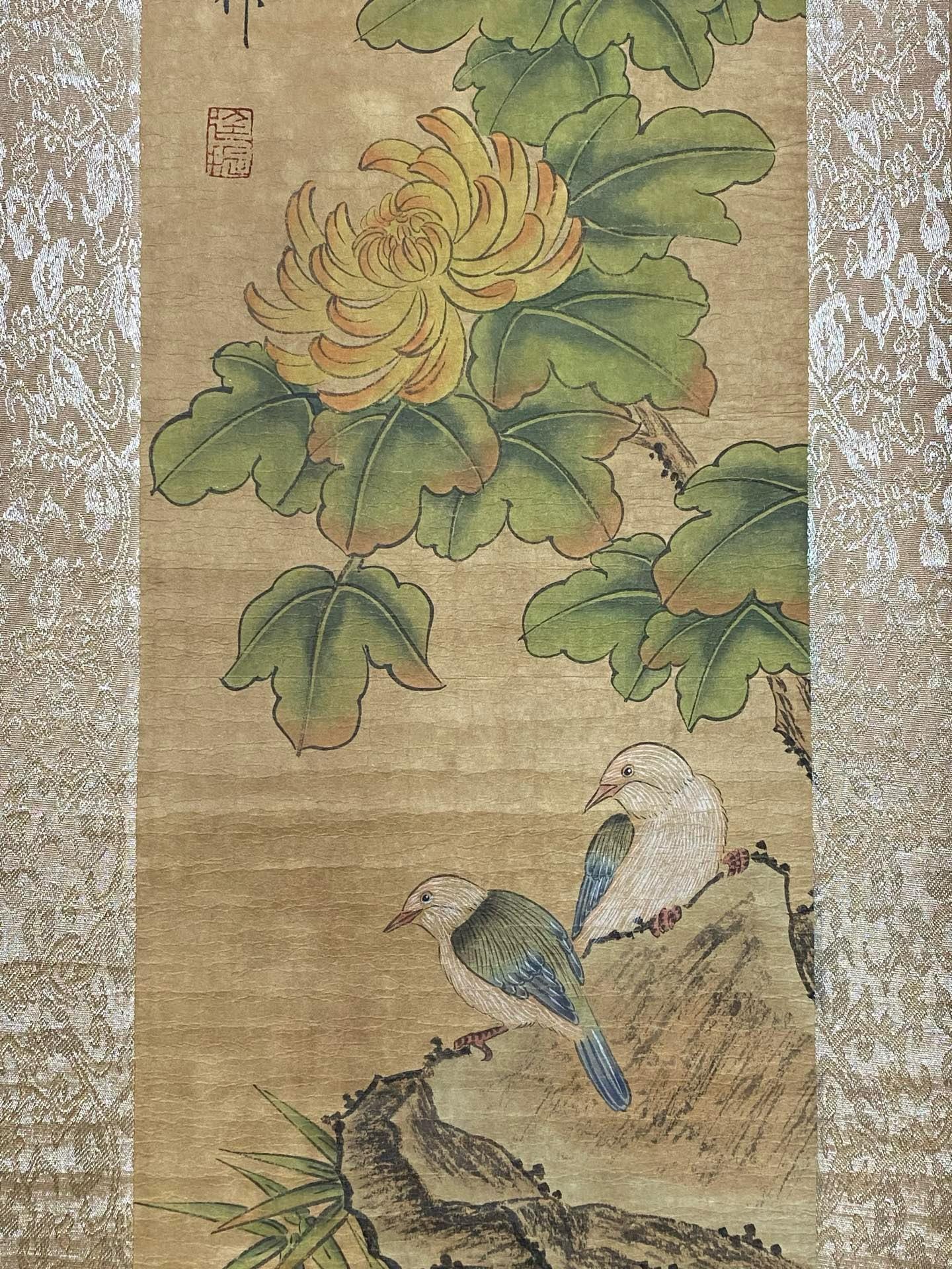 中国骨董コレクション No. 04384 精巧で希少な花鳥書画四曲屏風 - Etsy