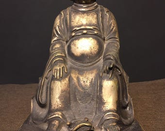 Exquisite handcrafted pure copper Bodhidharma Buddha statue from Chinese antiques.