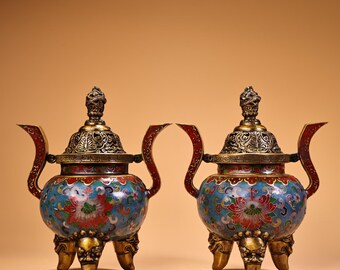 アンティーク七宝香炉 龍柄蓮華＆カササギペア - Etsy 日本