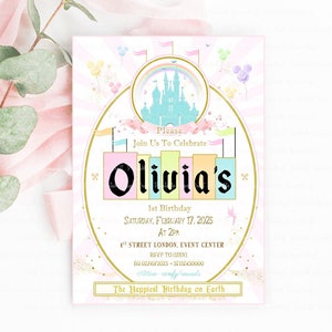 Birthday Party Invitation, Magical Birthday Party Supplies, 1st Birthday Invite, Princess Birthday Party Decor, Small World Party, Digital