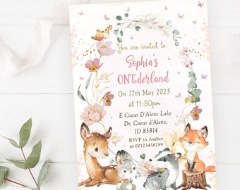Floral Woodland Girl Invitation, Woodland Birthday Invitation, Woodland Baby Shower Invite, Woodland Party Decor, Woodland Party Supplies