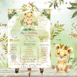 Lion King Birthday Milestones Board, Lion King Chalk Board Sign, Lion King Party Decor, Lion Baby Shower, Lion King Party Supplies Printable