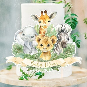 Safari Baby Shower Cake Topper, Centrotavola Animali Safari, Jungle Baby Shower Party Decor, Jungle Topper, Forniture per feste Safari, STAMPABILE