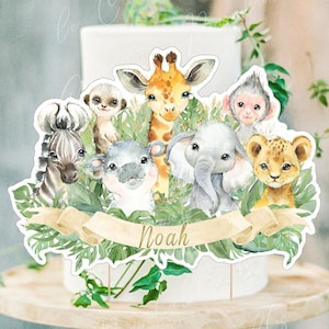 Safari Baby Shower Cake Topper, Safari Animals Centerpiece, Jungle Baby Shower Party Decor, Jungle Topper, Safari Party Supplies, PRINTABLE