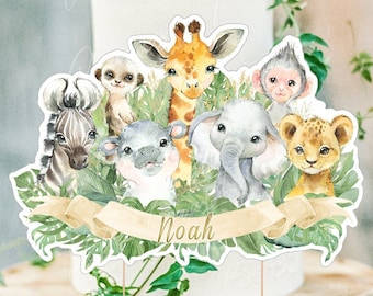 Safari Baby Shower Cake Topper, Safari Animals Centerpiece, Jungle Baby Shower Party Decor, Jungle Topper, Safari Party Supplies, PRINTABLE