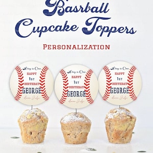 Baseball Cupcake Toppers, Baseball erster Junge Geburtstag, Rookie Geburtstagsparty, Personalisierung Cupcake Toppers, Sport Junge Dusche, Digital