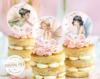 Fairy Cupcake Toppers, Fairy Baby Shower, Fairy Cake Decor, Fairy Centerpieces, Fairy Party Decor 1st Birthday, Fairy Party Supplies Digital