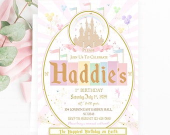 Birthday Party Invitation, Magical Birthday Party Supplies, 1st Birthday Invite, Princess Birthday Party Decor, Small World Party, Digital