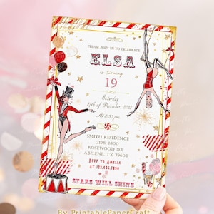 Karneval Geburtstagseinladung, Mädchen Zirkus Geburtstag Party Karte, Karneval Ticket Geburtstag, Karneval Party Dekor, Partyzubehör PRINTABLE