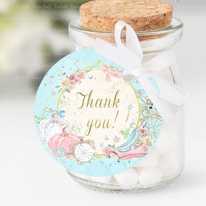 Cinderella Favor Tags, Cinderella 1st Birthday Party, Cinderella Party Supplies, Cinderella Birthday Sticker, Cinderella Party Decor Digital