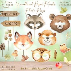 Woodland Photo Booth Props, Woodland Animals Mask, Woodland Photo Booth ...