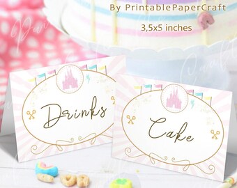 Birthday Food Tent Cards, Magical Birthday Party Supplies, Party Food Cards, 1st Birthday, Princess Party Decor, Small World Party, Digital